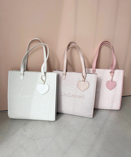 LouLoumei】／ハートチャーム付きトートバッグ／自立可能（トート