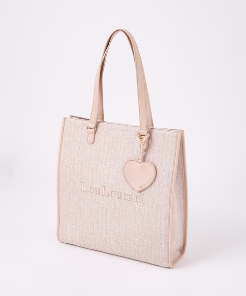 LouLoumei】／ハートチャーム付きトートバッグ／自立可能（トート