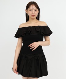 ティアードラッフルドッキングトップス