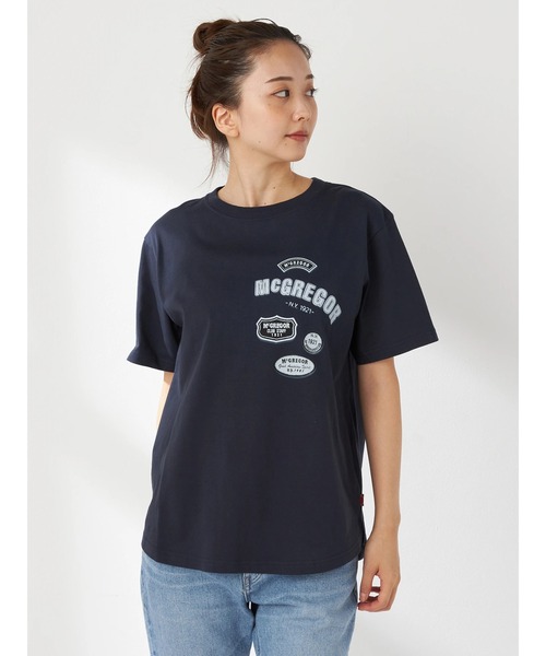 McGREGOR(マックレガー)の「ワッペンプリントリラックスT(Tシャツ/カットソー・レディース・ネイビー/グレー・L/M)」の1枚目の写真