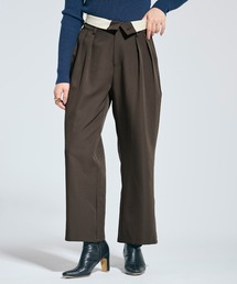 seeksole ブラウン ストライプ ワイドパンツ レディースのパンツ（ブラウン/茶色系・ストライプ柄）ファッション