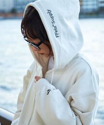 パーカー（ホワイト/白色系・ワンポイント）ファッション通販