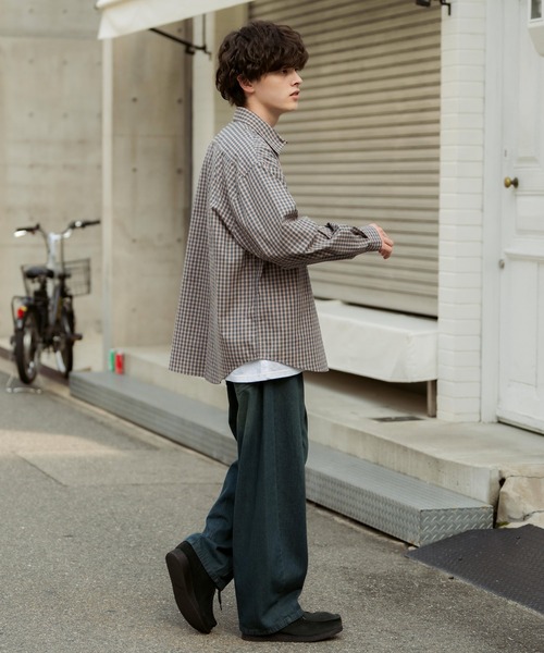 Rocky Monroe(ロッキーモンロー)の「ハーフジップオーバーサイズチェックシャツ/オンブレチェックネルシャツ(シャツ/ブラウス・メンズ・ベージュ/ブラック系/ネイビー/ネイビー系/ブラック・M/L)」の20枚目の写真