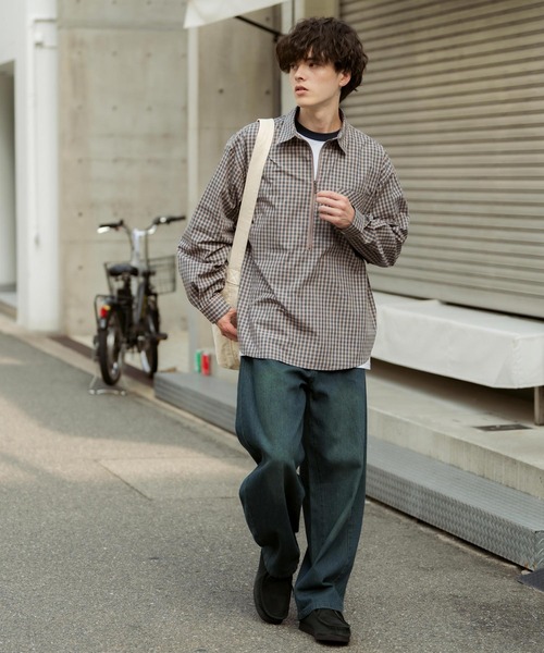Rocky Monroe(ロッキーモンロー)の「ハーフジップオーバーサイズチェックシャツ/オンブレチェックネルシャツ(シャツ/ブラウス・メンズ・ベージュ/ブラック系/ネイビー/ネイビー系/ブラック・M/L)」の21枚目の写真