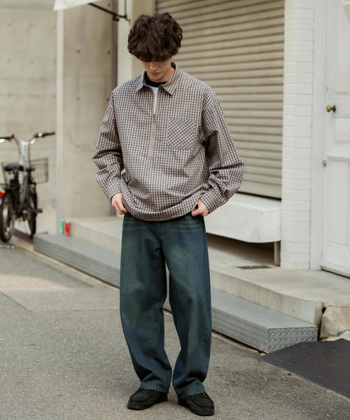 Rocky Monroe(ロッキーモンロー)の「ハーフジップオーバーサイズチェックシャツ/オンブレチェックネルシャツ(シャツ/ブラウス・メンズ・ベージュ/ブラック系/ネイビー/ネイビー系/ブラック・M/L)」の22枚目の写真