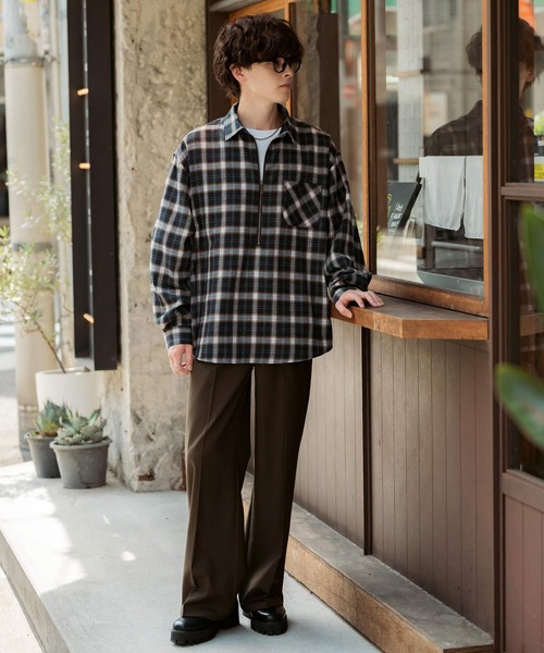 アドミラル　admiral チェック柄 ハーフジップシャツ Rocky Monroe シャツ ハーフジップオーバーサイズチェックシャツ