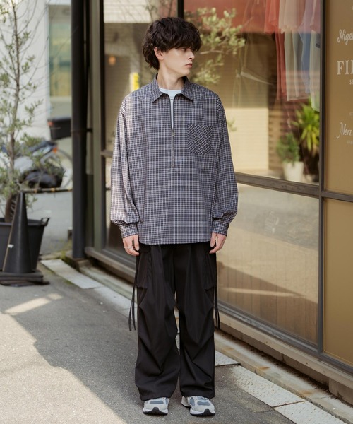 アドミラル　admiral チェック柄 ハーフジップシャツ Rocky Monroe シャツ ハーフジップオーバーサイズチェックシャツ