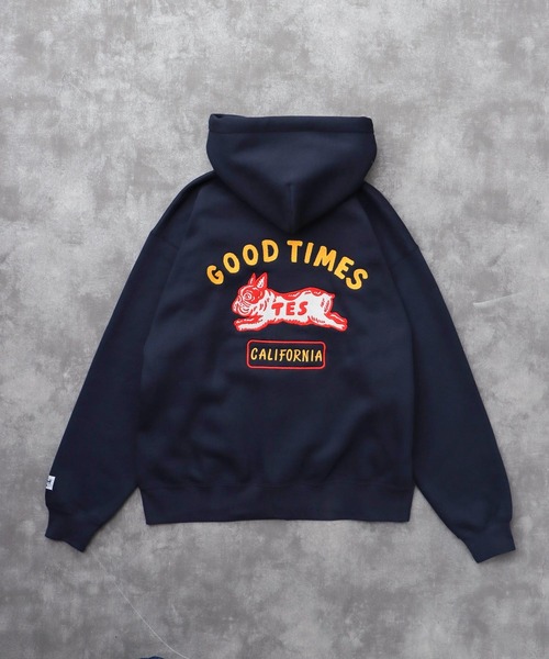 The Endless Summer（エンドレスサマー）の「TES GOOD TIMES EMB BIG SWEAT ZIP PARKA / スウェットパーカー（パーカー・メンズ・ネイビー/ブラック/オフホワイト・SMALL/MEDIUM/LARGE/X-LARGE）」の3枚目の写真