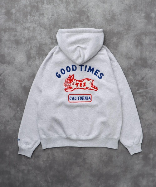 The Endless Summer（エンドレスサマー）の「TES GOOD TIMES EMB BIG SWEAT ZIP PARKA / スウェットパーカー（パーカー・メンズ・ネイビー/ブラック/オフホワイト・SMALL/MEDIUM/LARGE/X-LARGE）」の2枚目の写真