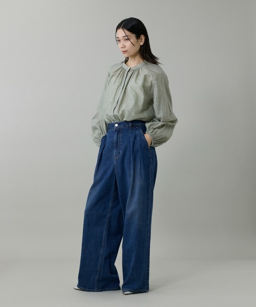 INED（イネド）の「ラメドットギャザーブラウス【セットアップ対応】（シャツ/ブラウス・レディース・カーキ/オフホワイト/ブラック・9号）」の18枚目の写真