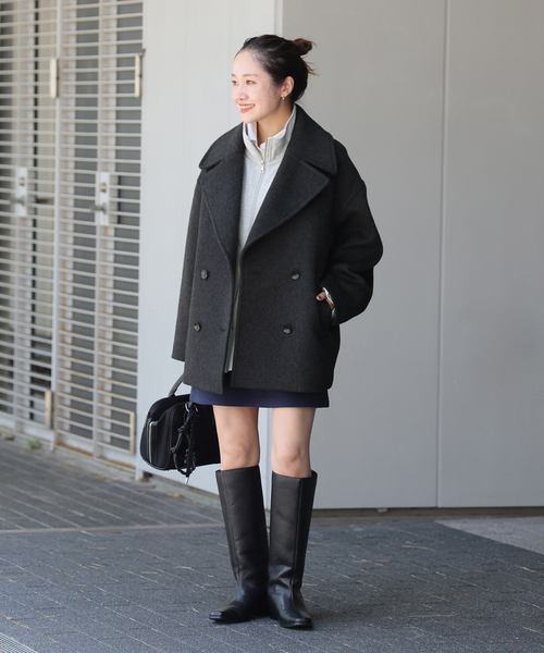 JOURNAL STANDARD（ジャーナルスタンダード）の「ウールアンゴラビックテーラーコート（その他アウター・レディース・ブラック系その他/ベージュ・36/38）」の4枚目の写真