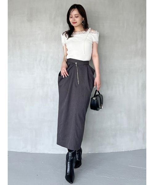 SNIDEL（スナイデル）の「アシメジップドレープスカート（スカート・レディース・ブラック/ブラウン/グレー・1/0）」の17枚目の写真