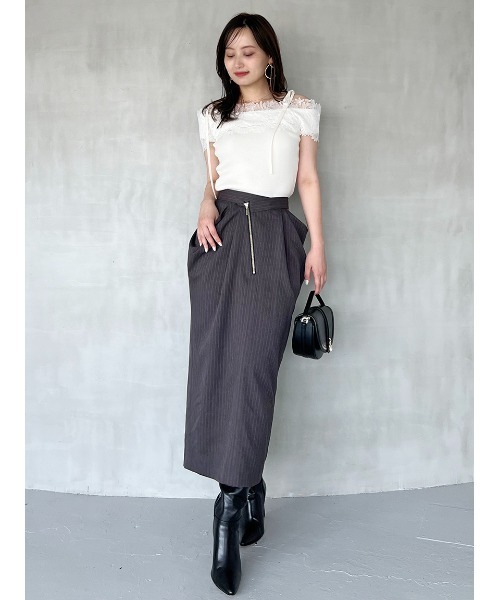 SNIDEL（スナイデル）の「アシメジップドレープスカート（スカート・レディース・ブラック/ブラウン/グレー・1/0）」の3枚目の写真