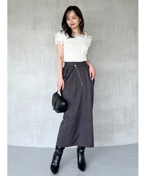 SNIDEL（スナイデル）の「アシメジップドレープスカート（スカート・レディース・ブラック/ブラウン/グレー・1/0）」の4枚目の写真