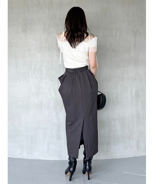 SNIDEL（スナイデル）の「アシメジップドレープスカート（スカート・レディース・ブラック/ブラウン/グレー・1/0）」の5枚目の写真