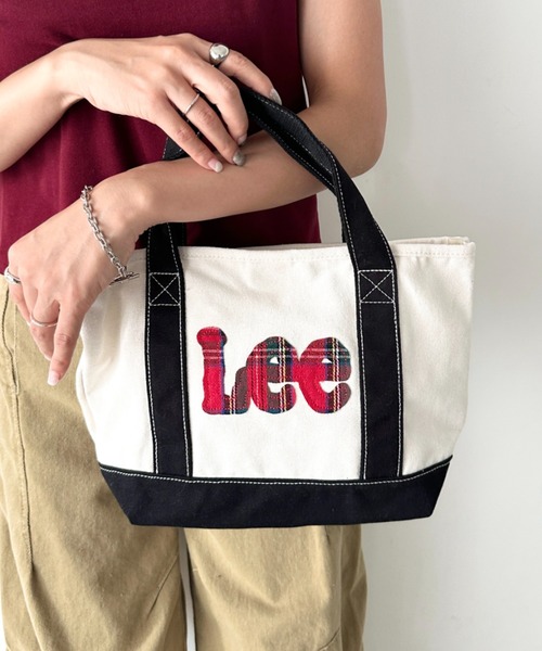 Lee(リー)の「Lee/リー ロゴパッチワーク ミニトートバッグ/デニム/チェック/キャンバス(トートバッグ・レディース・ネイビー/レッド/ブラック・FREE)」の2枚目の写真