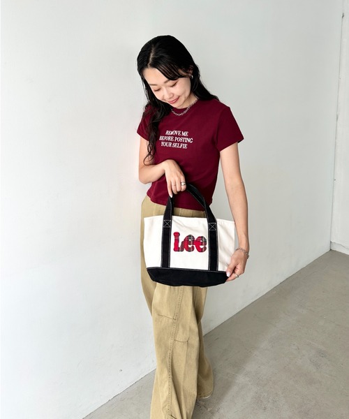 Lee(リー)の「Lee/リー ロゴパッチワーク ミニトートバッグ/デニム/チェック/キャンバス(トートバッグ・レディース・ネイビー/レッド/ブラック・FREE)」の8枚目の写真