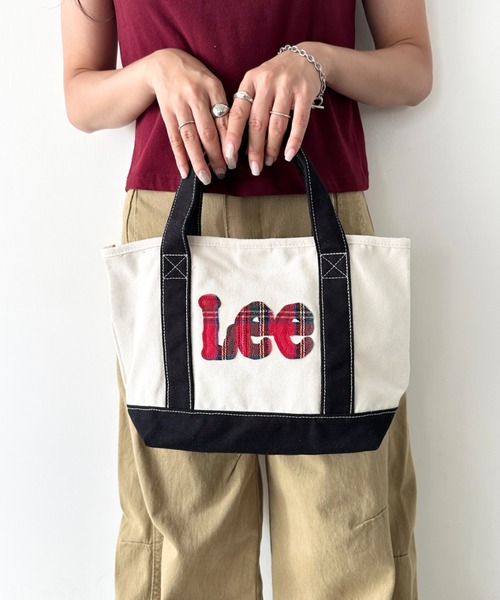 Lee(リー)の「Lee/リー ロゴパッチワーク ミニトートバッグ/デニム/チェック/キャンバス(トートバッグ・レディース・ネイビー/レッド/ブラック・FREE)」の4枚目の写真