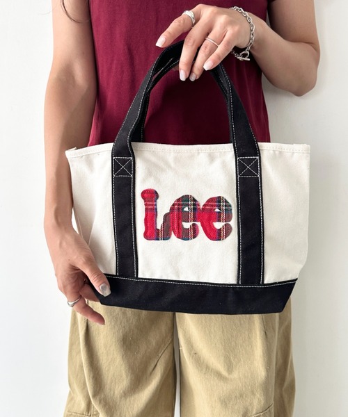 Lee(リー)の「Lee/リー ロゴパッチワーク ミニトートバッグ/デニム/チェック/キャンバス(トートバッグ・レディース・ネイビー/レッド/ブラック・FREE)」の5枚目の写真