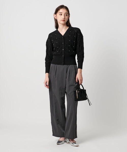 UNITED ARROWS（ユナイテッドアローズ）の「フェイクパール レース カーディガン ウォッシャブル（カーディガン/ボレロ・レディース・ブラック/ダークグレー・FREE）」の7枚目の写真