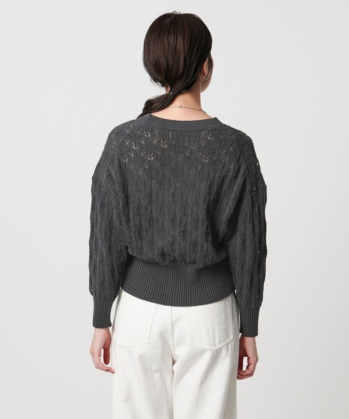 UNITED ARROWS（ユナイテッドアローズ）の「フェイクパール レース カーディガン ウォッシャブル（カーディガン/ボレロ・レディース・ブラック/ダークグレー・FREE）」の10枚目の写真