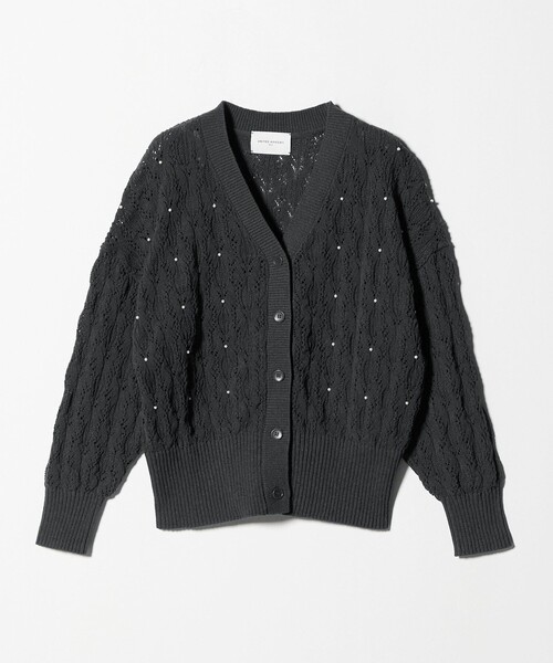 美品 ユナイテッドアローズ ノーカラー ジャーディガン カーディガン L グレー ダブルニット ノーカラー カーディガンジャケット＜A DAY IN THE