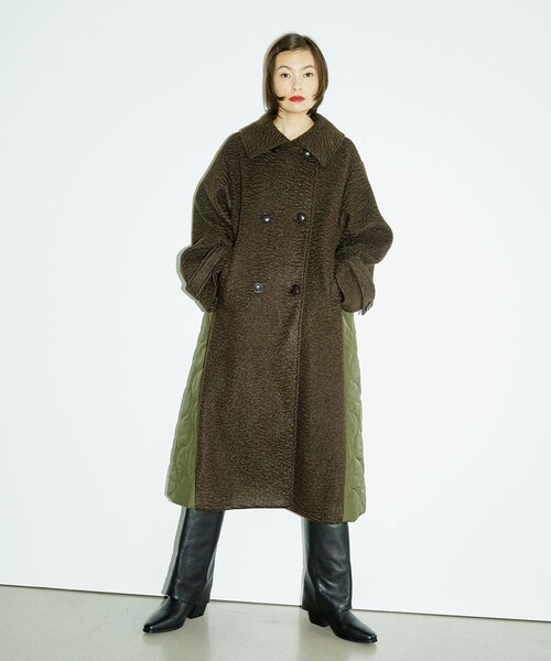 Ray BEAMS(レイビームス)の「RBS / キルティング キリカエ コート(その他アウター・レディース・ブラウン/ブラック・ONE SIZE)」の1枚目の写真