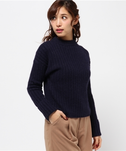 BLONDY ReLISH（ブロンディリリッシュ）の「アンゴラリブニットプルオーバー（ニット/セーター・レディース・ピンク/ネイビー/アイボリー/グレー・FREE）」の3枚目の写真