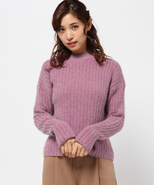 BLONDY ReLISH（ブロンディリリッシュ）の「アンゴラリブニットプルオーバー（ニット/セーター・レディース・ピンク/ネイビー/アイボリー/グレー・FREE）」の4枚目の写真