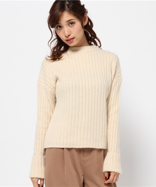 BLONDY ReLISH（ブロンディリリッシュ）の「アンゴラリブニットプルオーバー（ニット/セーター・レディース・ピンク/ネイビー/アイボリー/グレー・FREE）」の2枚目の写真