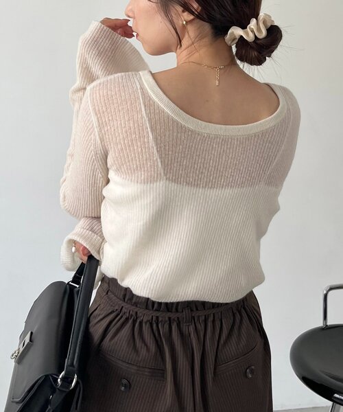 CAPRICIEUX LE'MAGE(カプリシューレマージュ)の「〈C.L〉カシミアウールフレアスリーブニット(ニット/セーター・レディース・グレー/ブラック/ホワイト系その他/ピンク・FREE)」の14枚目の写真