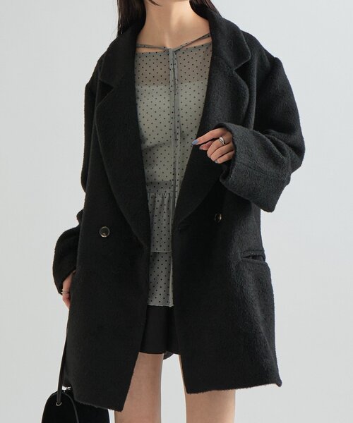 mystic☆シャギーミドルコート セール】【2サイズ展開】シャギーダブルジャケット（その他アウター