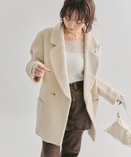 mystic(ミスティック)の「【2サイズ展開】シャギーダブルジャケット(その他アウター・レディース・ブラック/アイボリー/キャメル・1/2)」の8枚目の写真