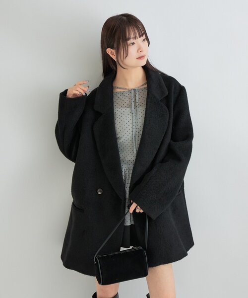 新品未使用　mystic シアージャケット ブラック セール】シアージャケット（その他アウター）｜mystic