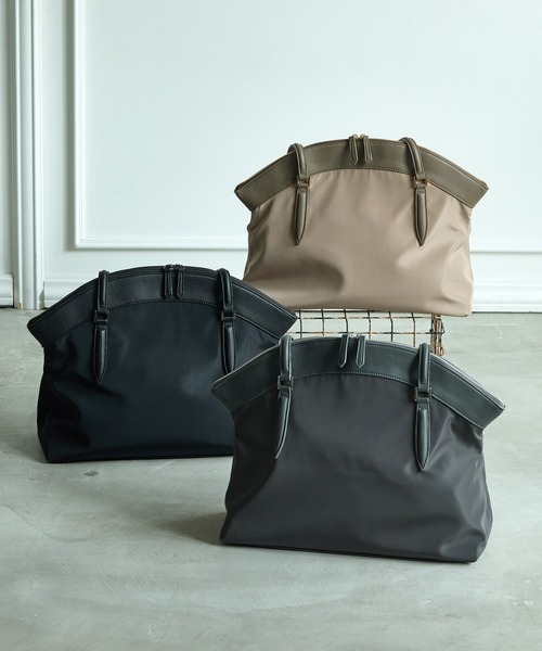 12Twelve Agenda（トゥエルブ　アジェンダ）の「A4ナイロントートバッグ［14インチPC］（トートバッグ・レディース・ベージュ/チャコールグレー/ブラック・FREE）」の4枚目の写真