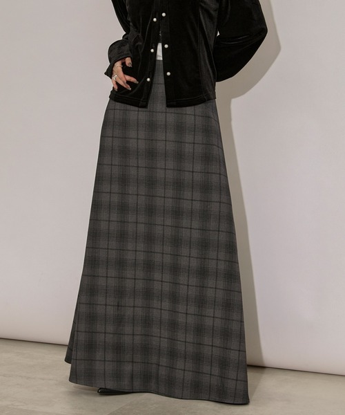 Ezick（エジック）の「tartan check skirt Aラインチェックスカート（スカート・レディース・ブラック/グレー/ブラウン・FREE）」の3枚目の写真