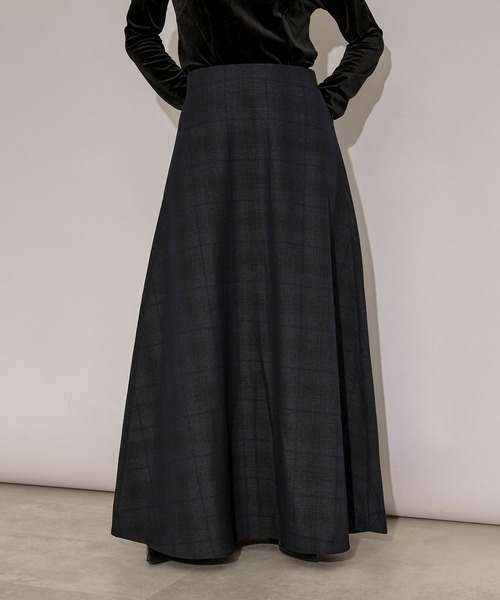 Ezick（エジック）の「tartan check skirt Aラインチェックスカート（スカート・レディース・ブラック/グレー/ブラウン・FREE）」の2枚目の写真