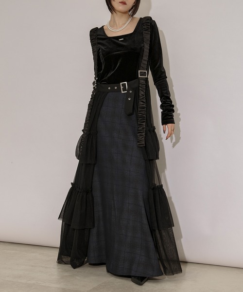 tartan check skirt Aラインチェックスカート（スカート