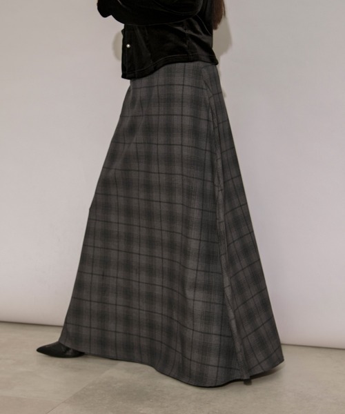Ezick（エジック）の「tartan check skirt Aラインチェックスカート（スカート・レディース・ブラック/グレー/ブラウン・FREE）」の6枚目の写真