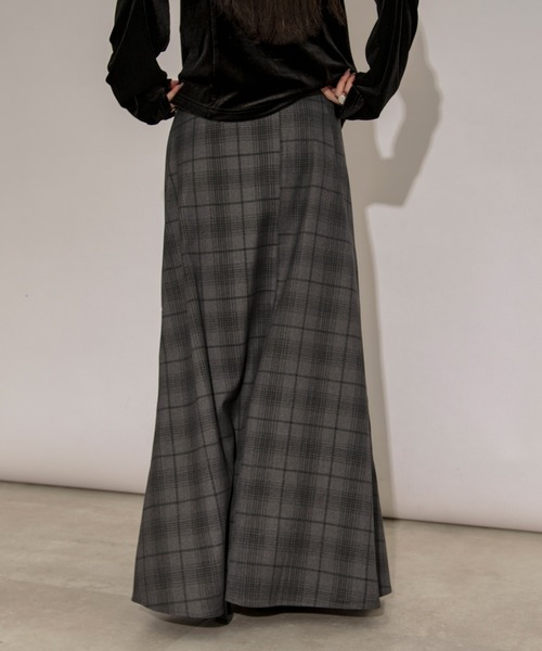 Ezick（エジック）の「tartan check skirt Aラインチェックスカート（スカート・レディース・ブラック/グレー/ブラウン・FREE）」の5枚目の写真