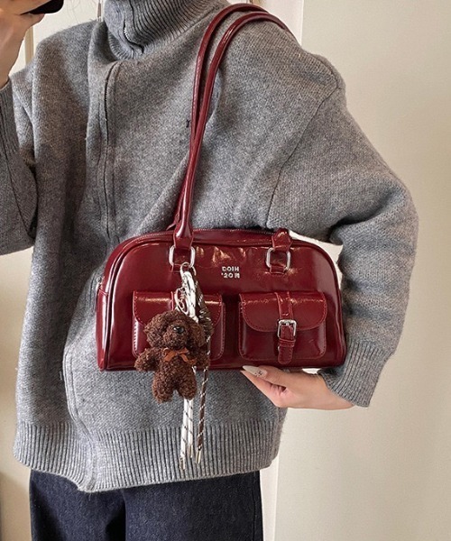 yuue' ( wear )(ユーイ)の「アウトポケットロングハンドルボストンバッグ(ボストンバッグ・レディース・ダークブラウン/レッド/ブラック・FREE)」の11枚目の写真