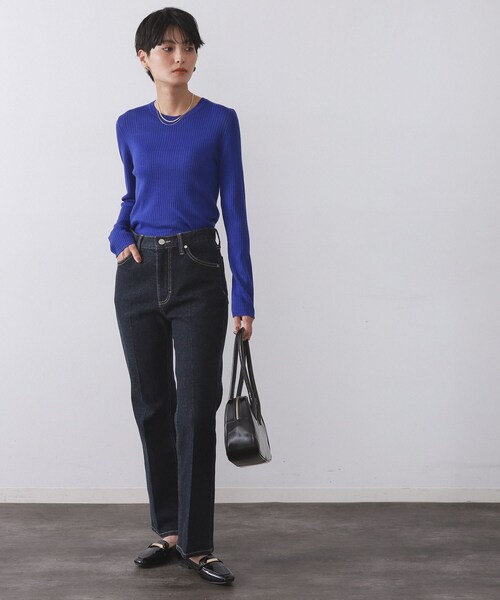 OPAQUE.CLIP（オペークドットクリップ）の「シアーリブニット【洗濯機OK】（ニット/セーター・レディース・グレー/オフホワイト/ボルドー/ブルー系その他/ブラック・42/40/38）」の19枚目の写真