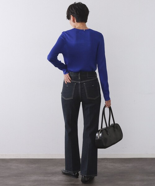 OPAQUE.CLIP（オペークドットクリップ）の「シアーリブニット【洗濯機OK】（ニット/セーター・レディース・グレー/オフホワイト/ボルドー/ブルー系その他/ブラック・42/40/38）」の20枚目の写真