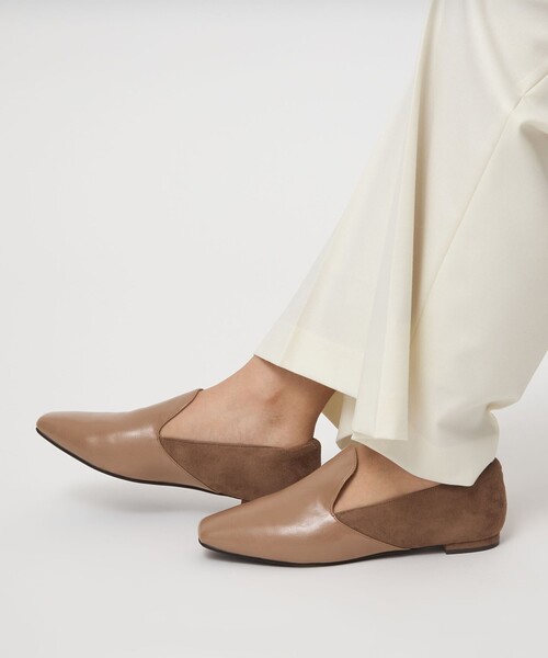 フラットシューズ スクエアオペラ フラットシューズ 撥水（ドレスシューズ）｜green