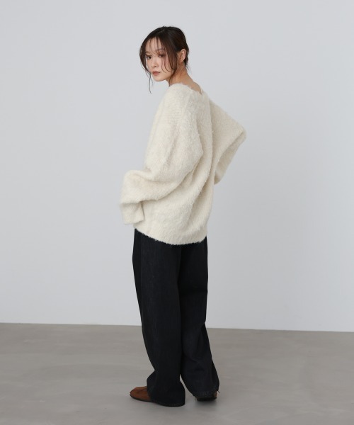 Bab（バブ）の「ブラッシュドニットカーディガン（カーディガン/ボレロ・レディース・アイボリー/ブラウン/ピンク・FREE）」の6枚目の写真