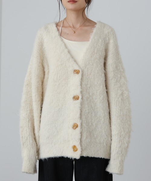 Bab（バブ）の「ブラッシュドニットカーディガン（カーディガン/ボレロ・レディース・アイボリー/ブラウン/ピンク・FREE）」の9枚目の写真