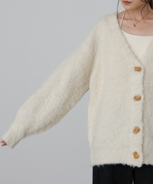 Bab（バブ）の「ブラッシュドニットカーディガン（カーディガン/ボレロ・レディース・アイボリー/ブラウン/ピンク・FREE）」の11枚目の写真