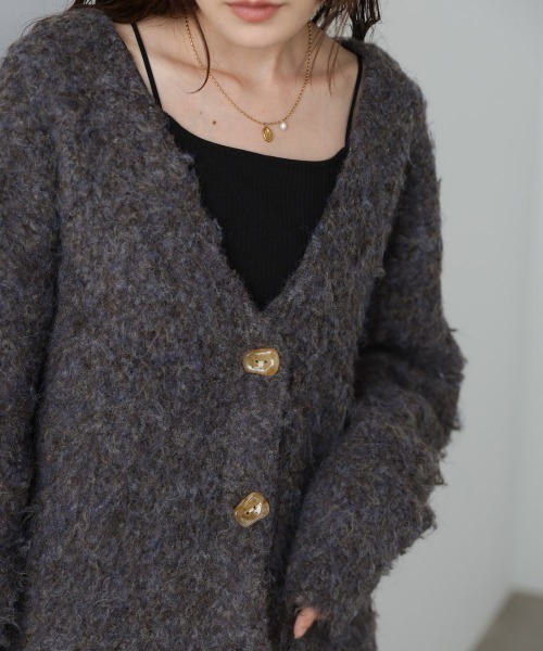 Bab（バブ）の「ブラッシュドニットカーディガン（カーディガン/ボレロ・レディース・アイボリー/ブラウン/ピンク・FREE）」の13枚目の写真