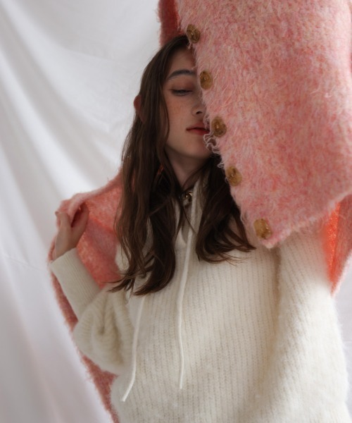 Bab（バブ）の「ブラッシュドニットカーディガン（カーディガン/ボレロ・レディース・アイボリー/ブラウン/ピンク・FREE）」の18枚目の写真