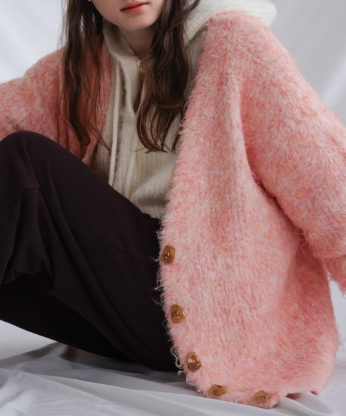 Bab（バブ）の「ブラッシュドニットカーディガン（カーディガン/ボレロ・レディース・アイボリー/ブラウン/ピンク・FREE）」の20枚目の写真